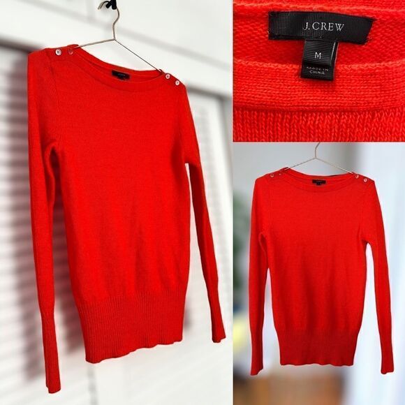 J. Crew Wool Mohair Sweater Boat Neck with Shoulder Buttons Size M - Picture 1 of 15